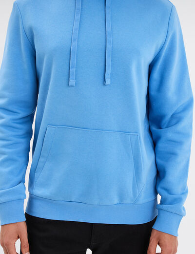 Sweat molleton &agrave; capuche hoodie bleu homme