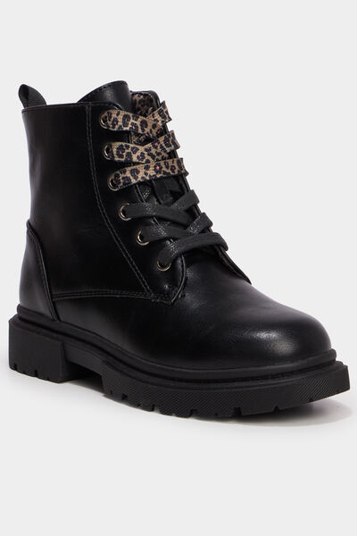 Bottines crant&eacute;es zipp&eacute;es &agrave; paillettes noir fille
