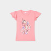 T-shirt à sequins manches volants coton rose fille