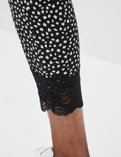 Legging 7/8ème avec dentelle noir femme