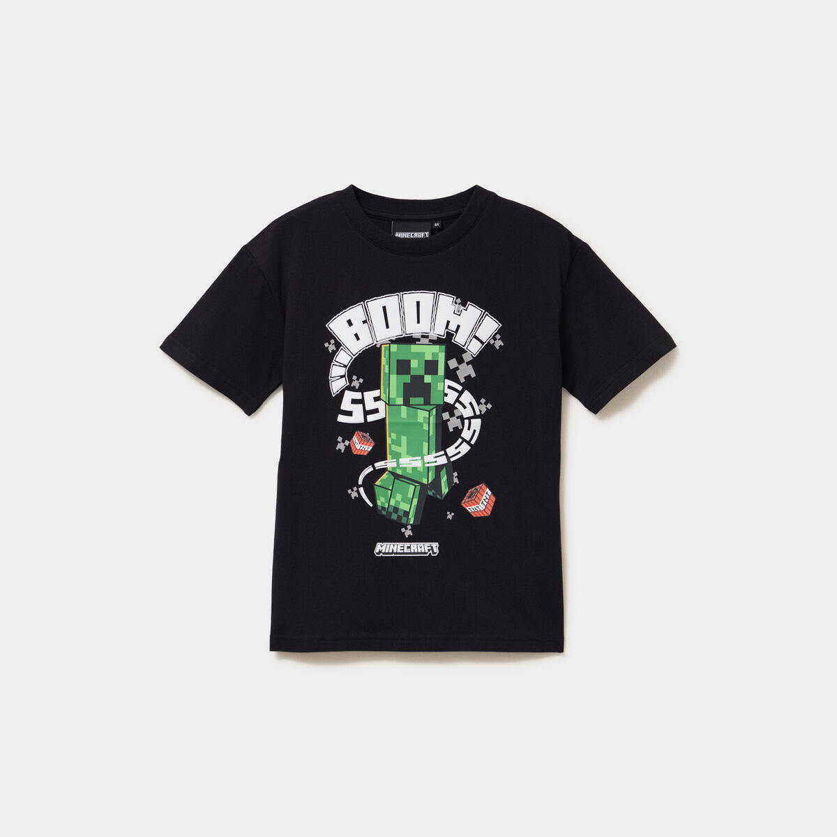 T-shirt manches courtes coton Minecraft noir gar&ccedil;on