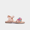Sandales plates avec perles en cuir multicolore fille