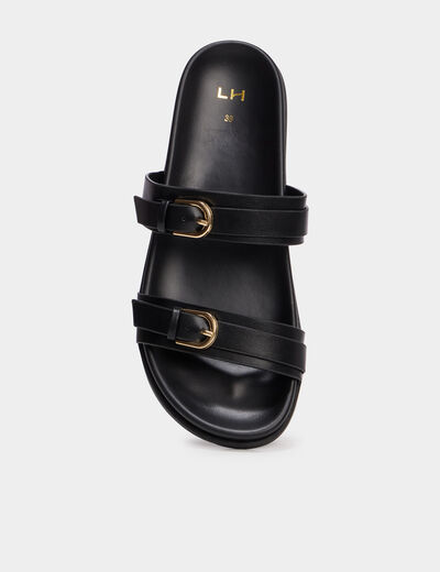 Mules avec boucles noir femme