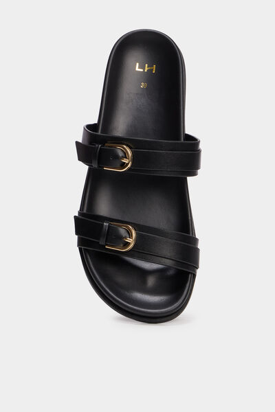 Mules avec boucles noir femme