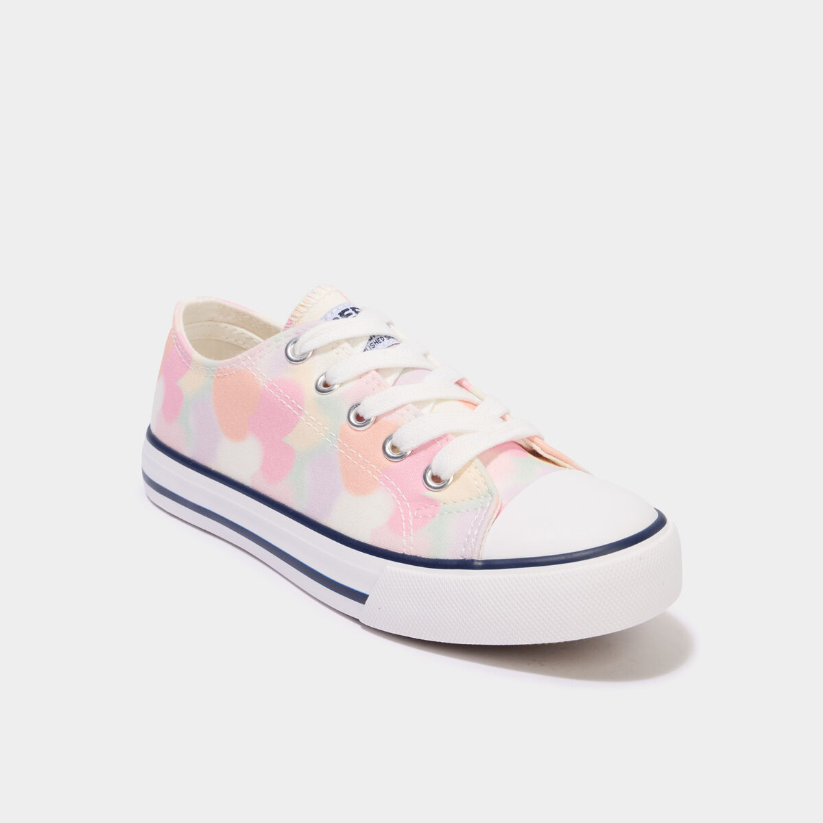 Tennis en toile &agrave; lacets bout renforc&eacute; multicolore fille