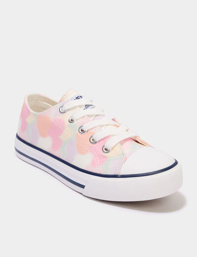 Tennis en toile &agrave; lacets bout renforc&eacute; multicolore fille