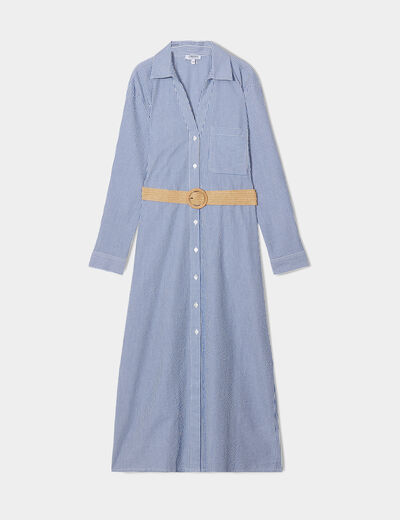 Robe chemise midi ceinturée Creeks blanc femme