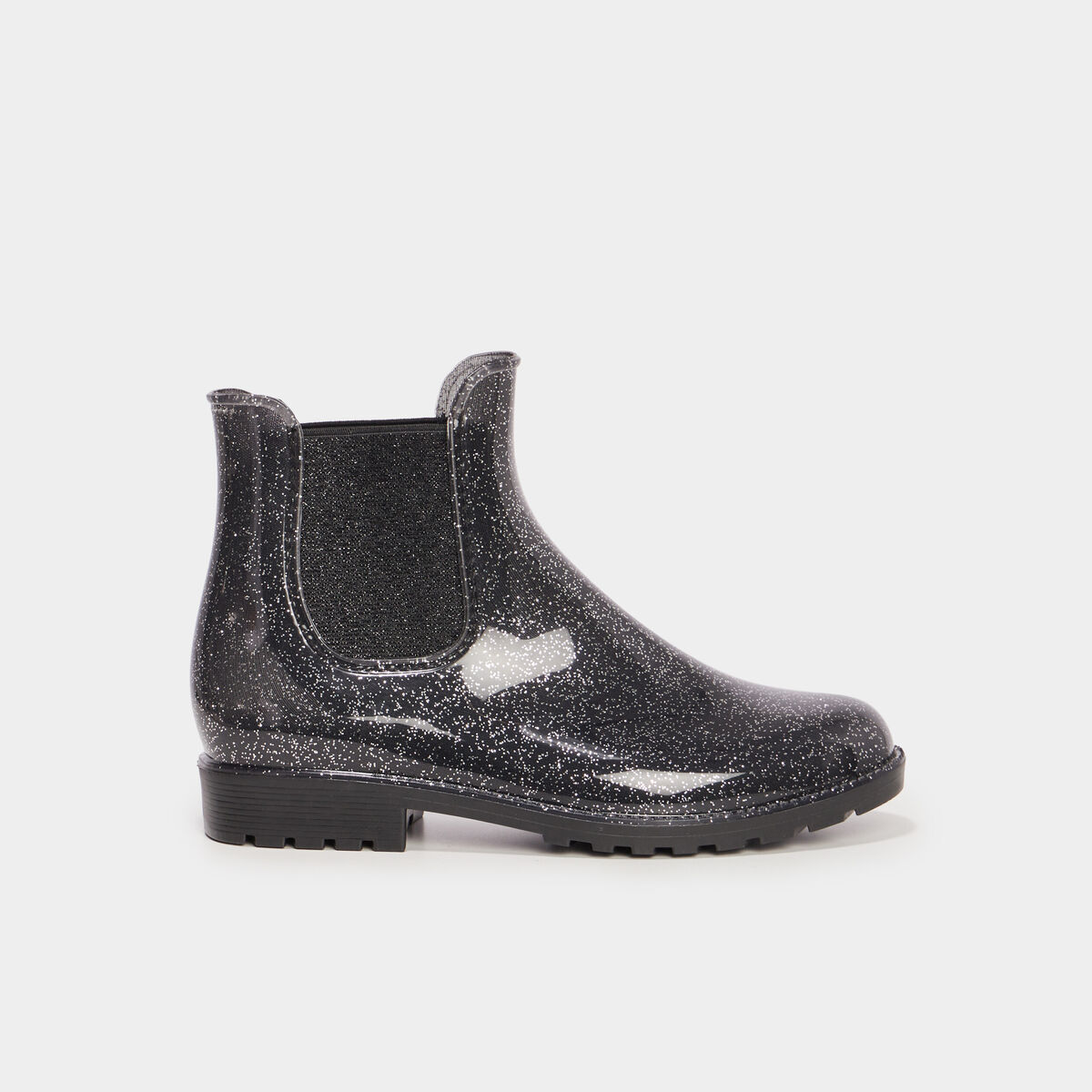 Bottines de pluie chelsea à paillettes gris argent fille