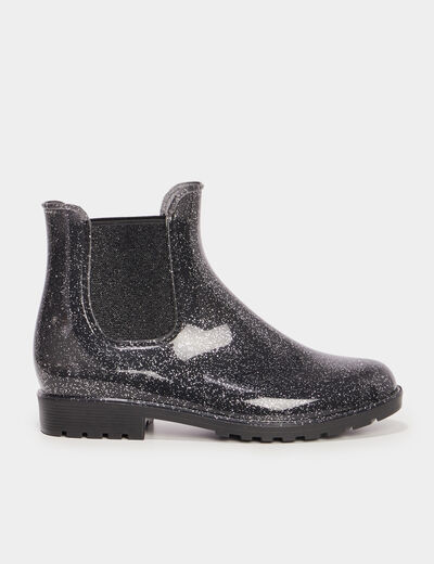 Bottines de pluie chelsea à paillettes gris argent fille