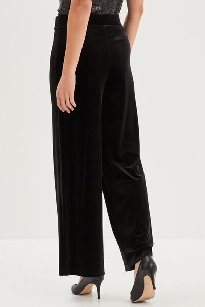 Pantalon velours large noir femme
