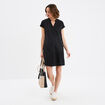 Robe manches courtes lin mélangé noir femme