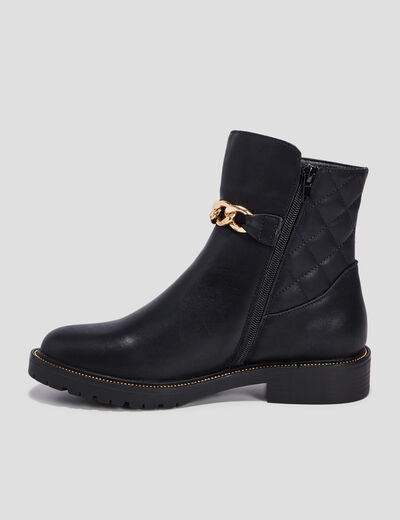 Bottines avec détails chaînes noir femme