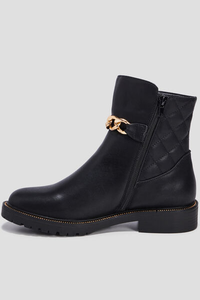 Bottines avec détails chaînes noir femme