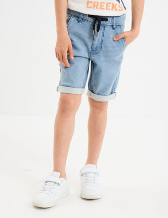 Bermuda droit en jean denim double stone garçon