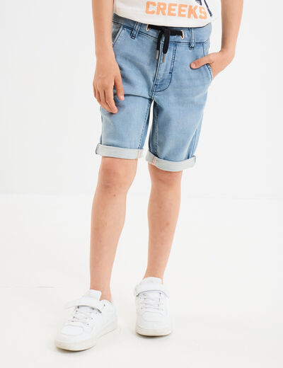 Bermuda droit en jean denim double stone garçon