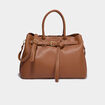 Sac &agrave; main avec bandouli&egrave;re marron cognac femme