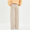 Pantalon large taille haute beige femme