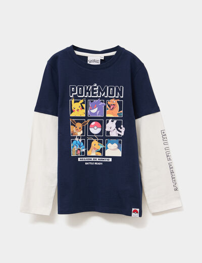 T-shirt manches longues coton Pokémon bleu marine garçon