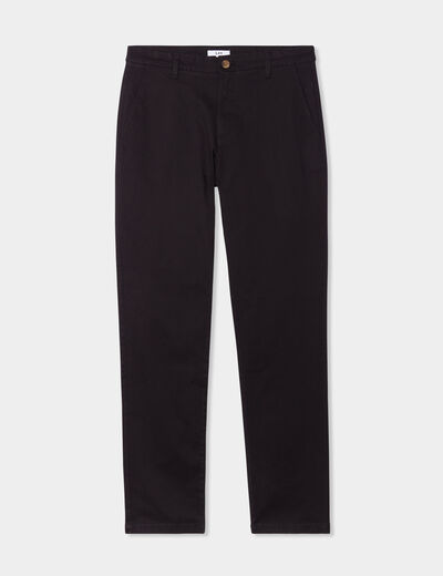Pantalon chino droit stretch retroussé noir homme