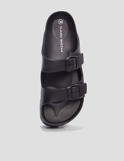 Mules de plage plateformes noir femme