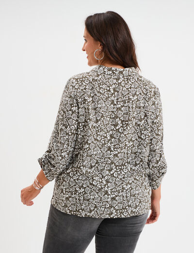 Blouse fluide manches 3/4 vert kaki femme grande taille