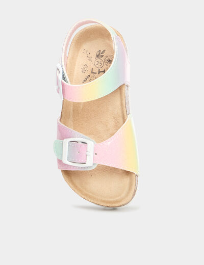 Sandales avec boucles plates multicolore fille