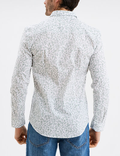 Chemise ajustée col français blanc homme