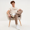 T-shirt col rond manches courtes coton ecru homme