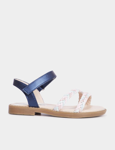 Sandales brides tressées Creeks bleu fille