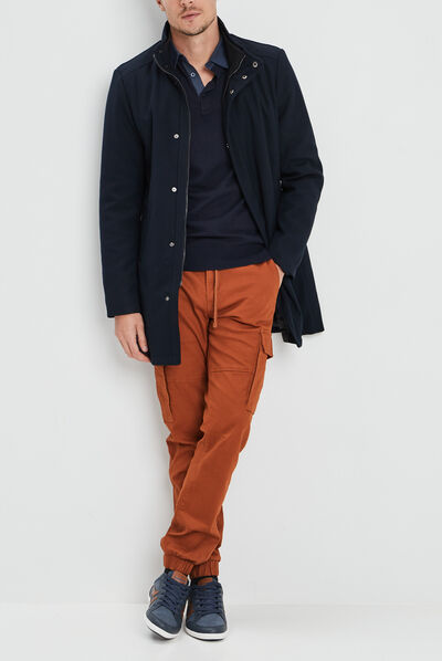 Pull avec col polo bleu marine homme