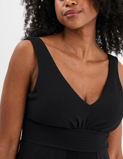 Combinaison pantalon avec voile jupe noir femme