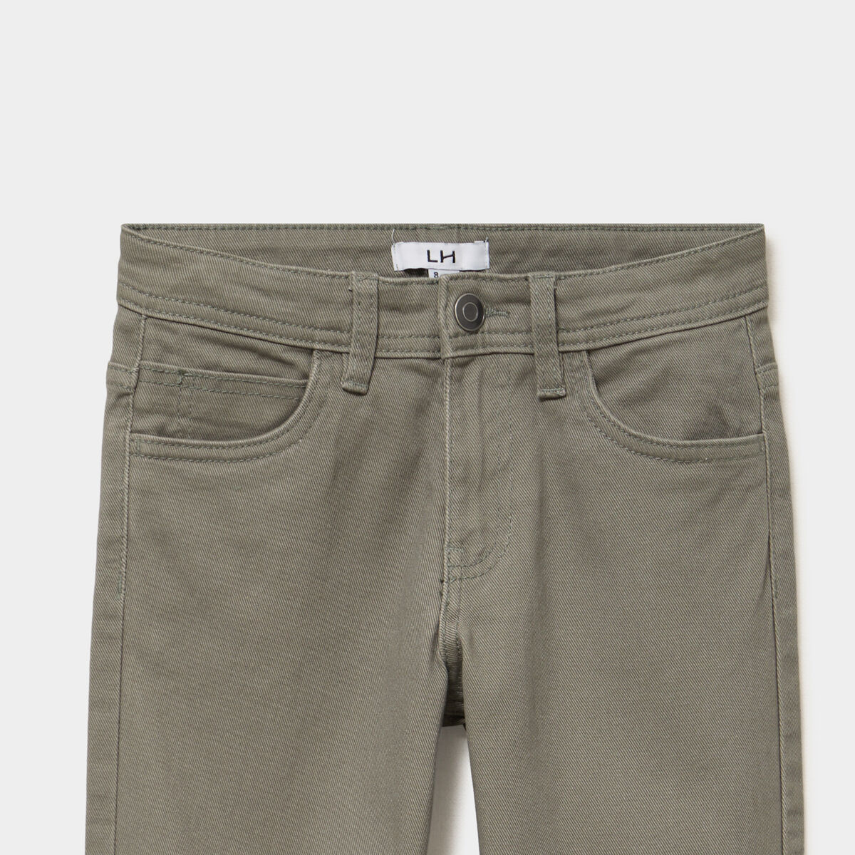 Pantalon regular coton majoritaire vert kaki gar&ccedil;on