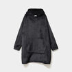 Poncho plaid effet velours &agrave; capuche gris fonc&eacute; femme