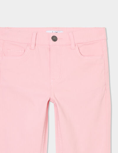Pantalon skinny 5 poches coton rose clair fille