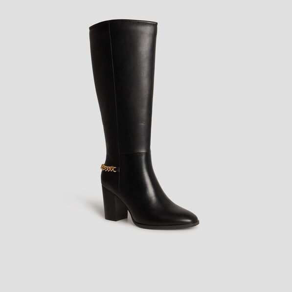 Bottes hautes avec chaînes à talons noir femme