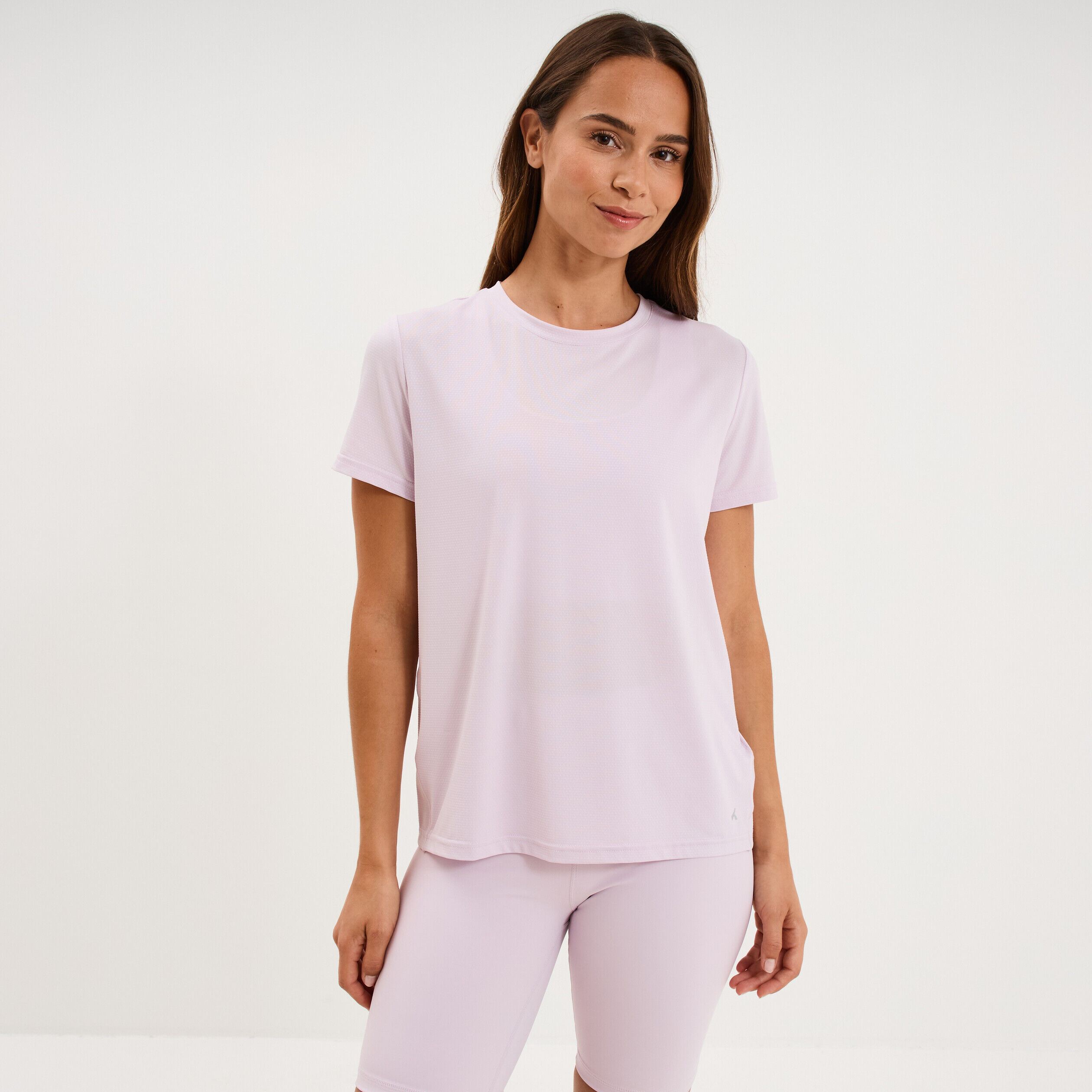T-shirt de sport droit manches courtes violet clair femme