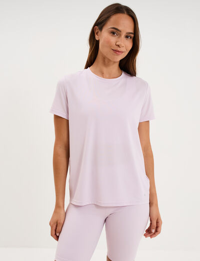 T-shirt de sport droit manches courtes violet clair femme