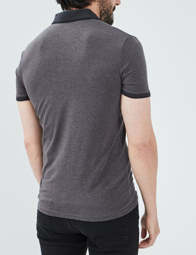 Polo coton ajusté manches courtes gris foncé homme
