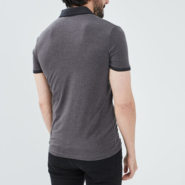 Polo coton ajusté manches courtes gris foncé homme
