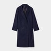 Manteau long boutonnage croisé bleu marine femme