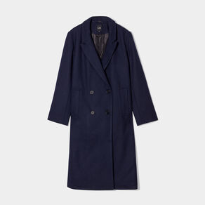 Manteau long boutonnage croisé bleu marine femme