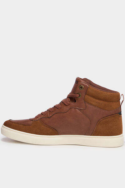 Baskets montantes &agrave; lacets marron homme