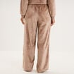 Pantalon effet polaire d&eacute;tails torsades beige femme