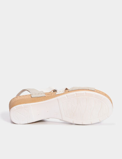 Sandales compensées pied large blanc femme