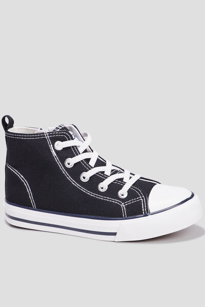 Tennis montantes en toile Creeks noir fille