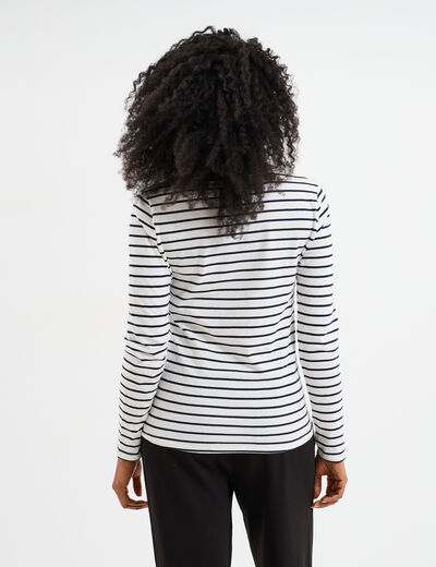 Haut marinière manches longues ecru femme