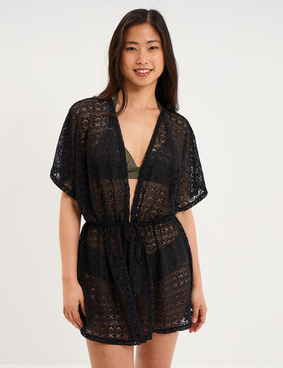 Robe de plage dentelle noir femme