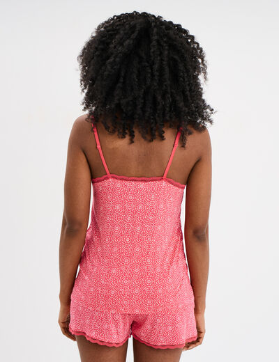 Haut de pyjama débardeur à bretelles rouge femme