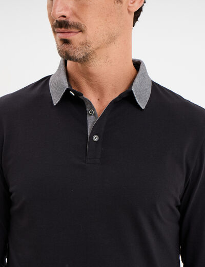 Polo manches longues coton majoritaire noir homme