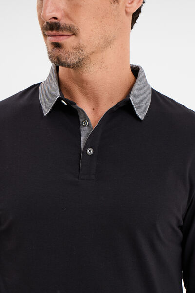 Polo manches longues coton majoritaire noir homme